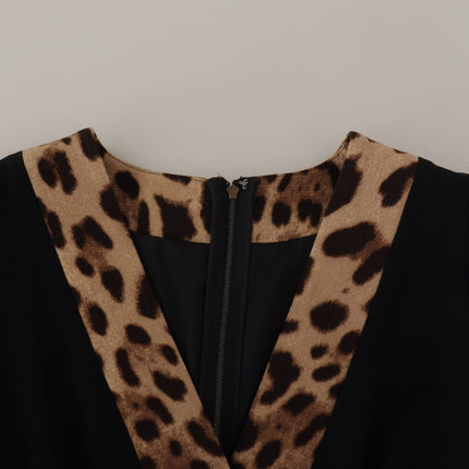 Dolce & Gabbana Black Leopard A-line Knee Length Dress