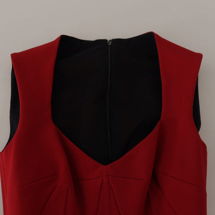 Dolce & Gabbana Red Sweetheart Neck Bodycon Midi Dress