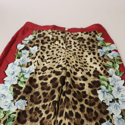 Dolce & Gabbana Multicolor Leopard Flora Printed Mid Waist Trouser Pants