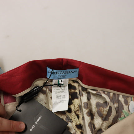 Dolce & Gabbana Multicolor Leopard Flora Printed Mid Waist Trouser Pants