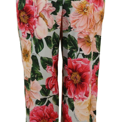 Dolce & Gabbana Multicolor Flora Printed High Waist Cropped Trouser Pants