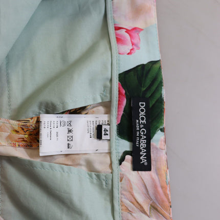 Dolce & Gabbana Multicolor Flora Printed High Waist Cropped Trouser Pants