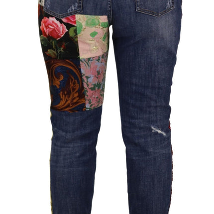 Dolce & Gabbana Blue Patchwork High Waist Denim Jeans