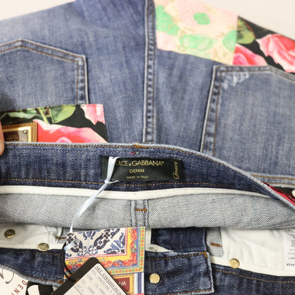 Dolce & Gabbana Blue Patchwork High Waist Denim Jeans
