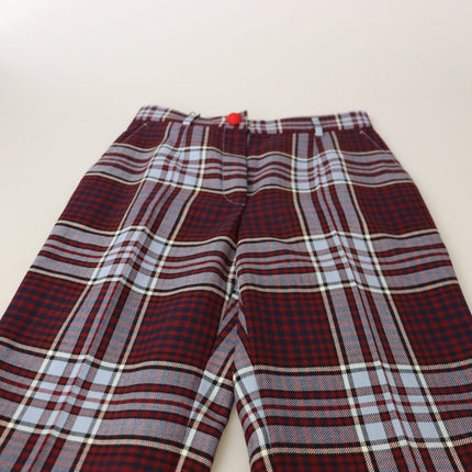 Dolce & Gabbana Gray Checked High Waist Cropped Trouser Pants
