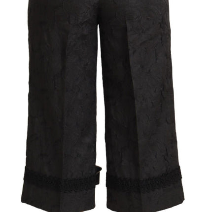 Dolce & Gabbana Black Brocade Cropped High Waist Pants