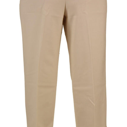 Dolce & Gabbana Ivory High Waist Cropped Folded Hem Trousers Pants
