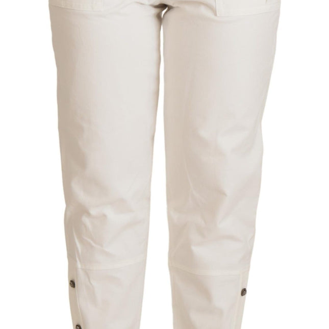 Dolce & Gabbana White High Waist Tapered Women Cotton Pants