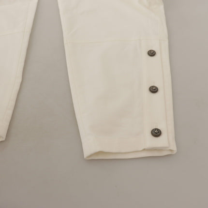 Dolce & Gabbana White High Waist Tapered Women Cotton Pants