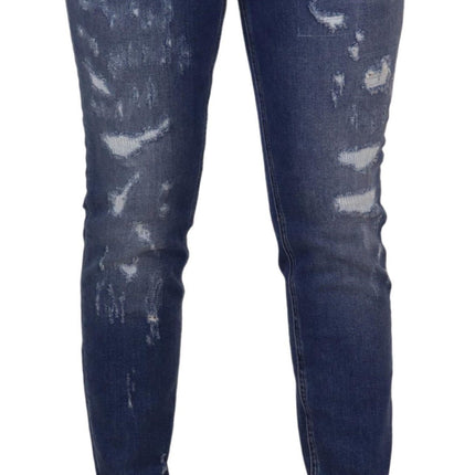 Dolce & Gabbana Blue Washed Cotton Skinny Low Waist Denim Jeans
