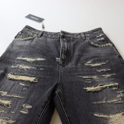 Dolce & Gabbana Black Washed Tattered High Waist Denim Jeans