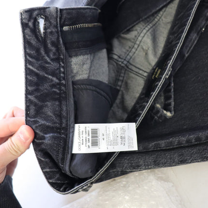 Dolce & Gabbana Black Washed Tattered High Waist Denim Jeans