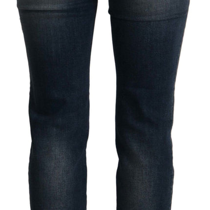 Dolce & Gabbana Blue Denim Crystal Embellished Pants Jeans