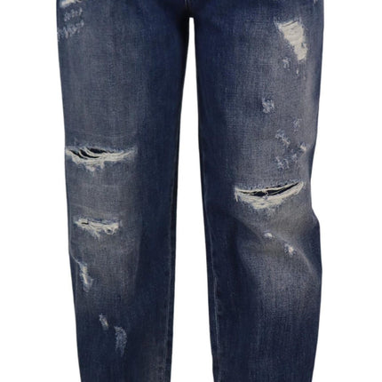Dolce & Gabbana Blue Washed High Waist Loose Fit Pants