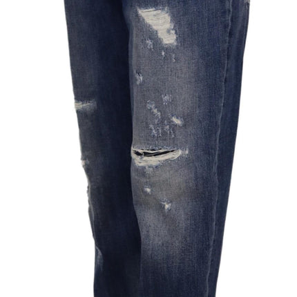 Dolce & Gabbana Blue Washed High Waist Loose Fit Pants