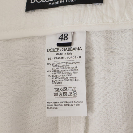 Dolce & Gabbana White High Waist Culotte Cotton Shorts