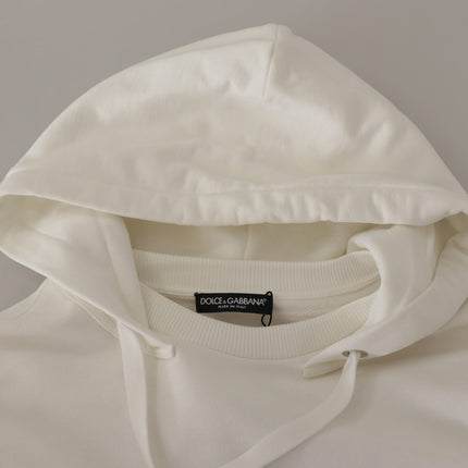 Dolce & Gabbana White Hoodie Pullover Embroidered Sweater
