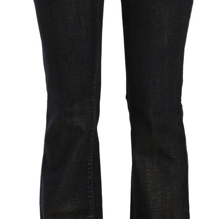 John Galliano Black Washed Mid Waist Flared Denim Pants Cotton