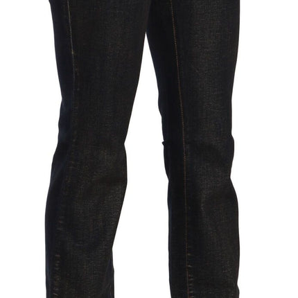 John Galliano Black Washed Mid Waist Flared Denim Pants Cotton