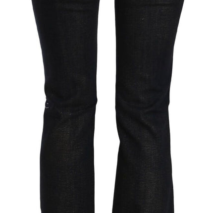 John Galliano Black Washed Mid Waist Flared Denim Pants Cotton