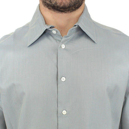 Ermanno Scervino Gray Cotton Long Sleeve Casual Shirt Top