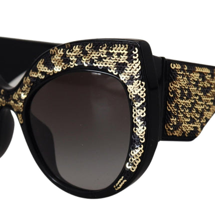 Dolce & Gabbana Black Gold Sequin Butterfly Polarized DG4326 Sunglasses