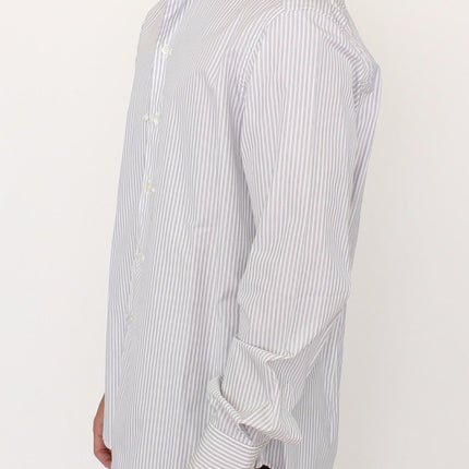 Ermanno Scervino White Gray Striped Regular Fit Casual Shirt