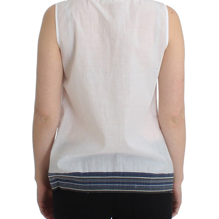Ermanno Scervino White Blue Top Blouse Tank Shirt Sleeveless