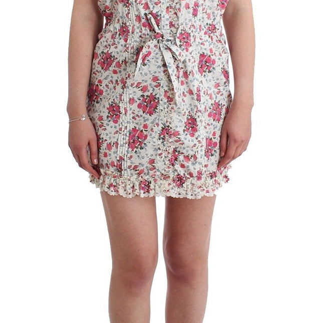 Ermanno Scervino Beachwear Pink Floral Beach Mini Dress Short