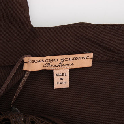 Ermanno Scervino Beachwear Brown Cotton Stretch Tunic Dress