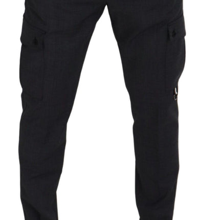 Dolce & Gabbana Gray Checked Cargo Trousers Stretch Pants
