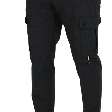 Dolce & Gabbana Gray Checked Cargo Trousers Stretch Pants