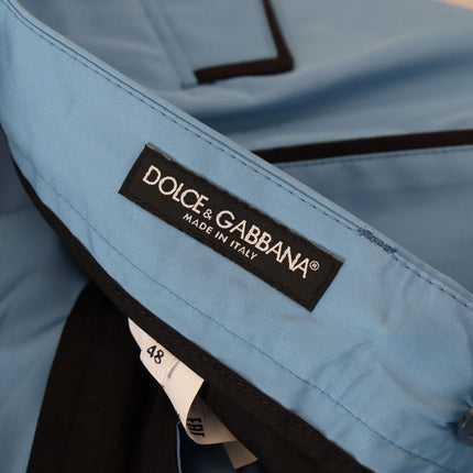 Dolce & Gabbana Blue Cotton Silk Trousers Chinos Pants