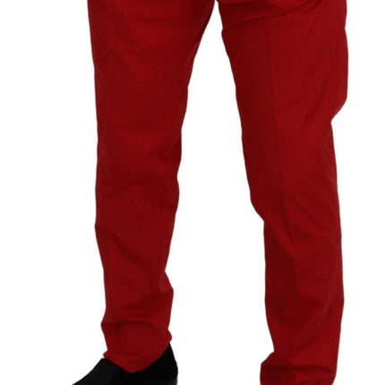 Dolce & Gabbana Red Cotton Slim Fit Trousers Chinos Pants