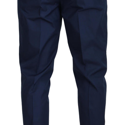 Dolce & Gabbana Blue Cotton Silk Trousers Chinos Pants