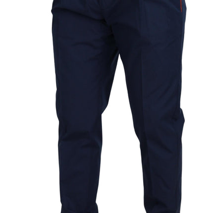 Dolce & Gabbana Blue Cotton Silk Trousers Chinos Pants