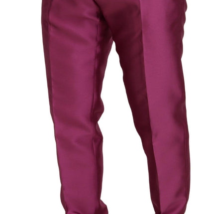 Dolce & Gabbana Pink Silk Slim Trousers Dress Formal Pants