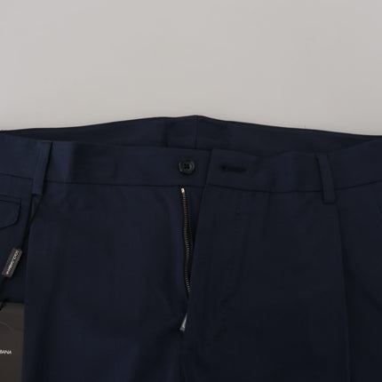 Dolce & Gabbana Blue Cotton Slim Trousers Chinos Pants