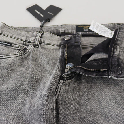 Dolce & Gabbana Gray Slim Fit Wash Stretch Cotton Denim Jeans