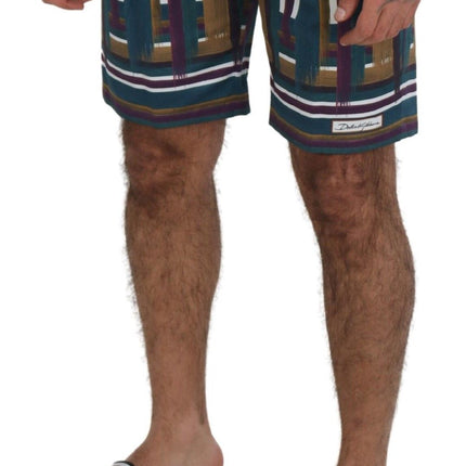 Dolce & Gabbana Multicolor Striped Stretch Cotton Shorts