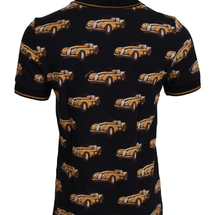 Dolce & Gabbana Black Car Print Short Sleeve Polo T-shirt