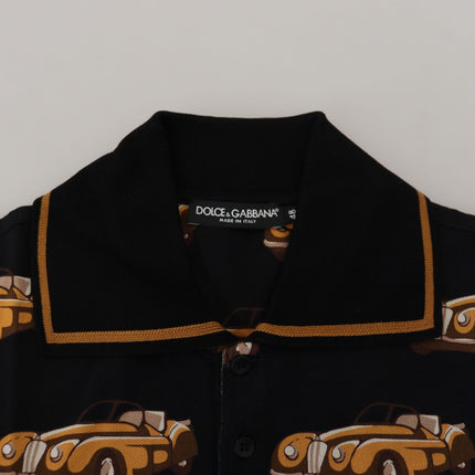 Dolce & Gabbana Black Car Print Short Sleeve Polo T-shirt