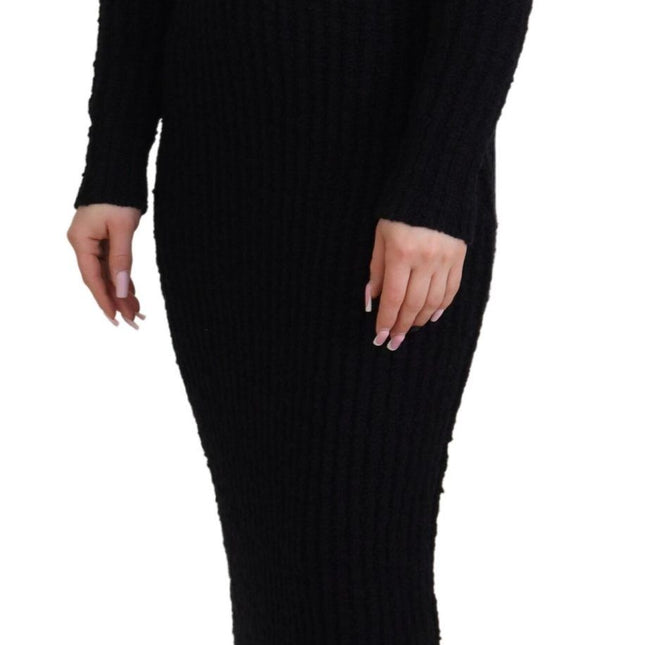 Dolce & Gabbana Black Wool Knitted Sheath Sweater Dress