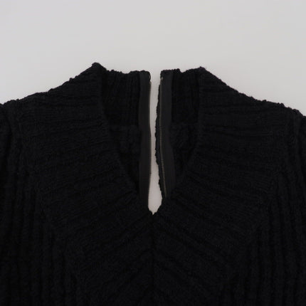Dolce & Gabbana Black Wool Knitted Sheath Sweater Dress