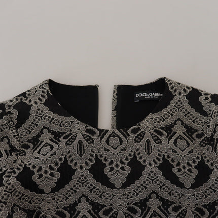 Dolce & Gabbana Black Gray Jacquard Sheath Bodycon Dress