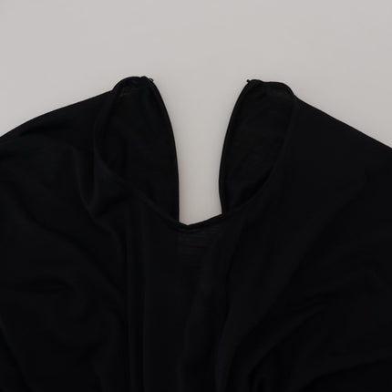 Dolce & Gabbana Black Sheath Midi Gown Wool Wrap Dress
