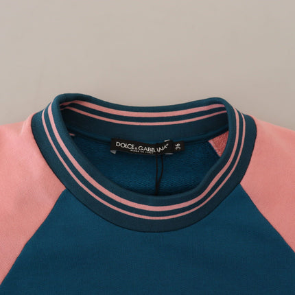 Dolce & Gabbana Blue Pink Queen Sequin Crystal Sweater