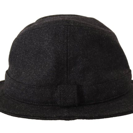 Dolce & Gabbana Gray Virgin Wool Logo Fedora Trilby Cappello Hat