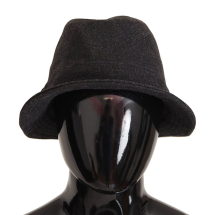 Dolce & Gabbana Gray Virgin Wool Logo Fedora Trilby Cappello Hat