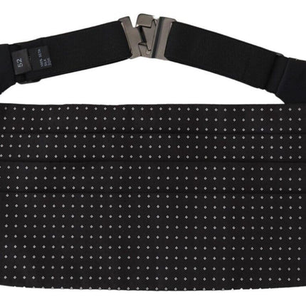 Dolce & Gabbana Black Polka Dot Wide Waist Men Belt Cummerband